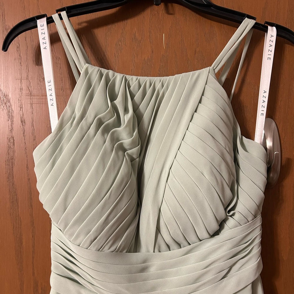 Azazie Gaia Dusty Sage Bridesmaid Dress - Picture 5 of 8